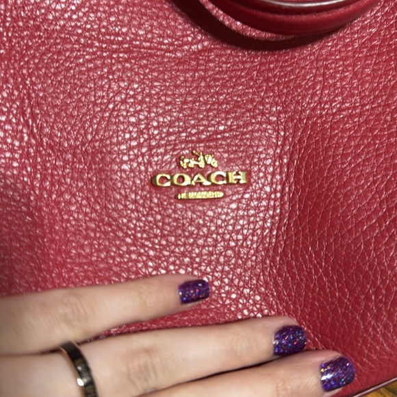 Coach Lenox Pebble Leather Satchel True Red with Gold Hardware - Picture 16 of 16